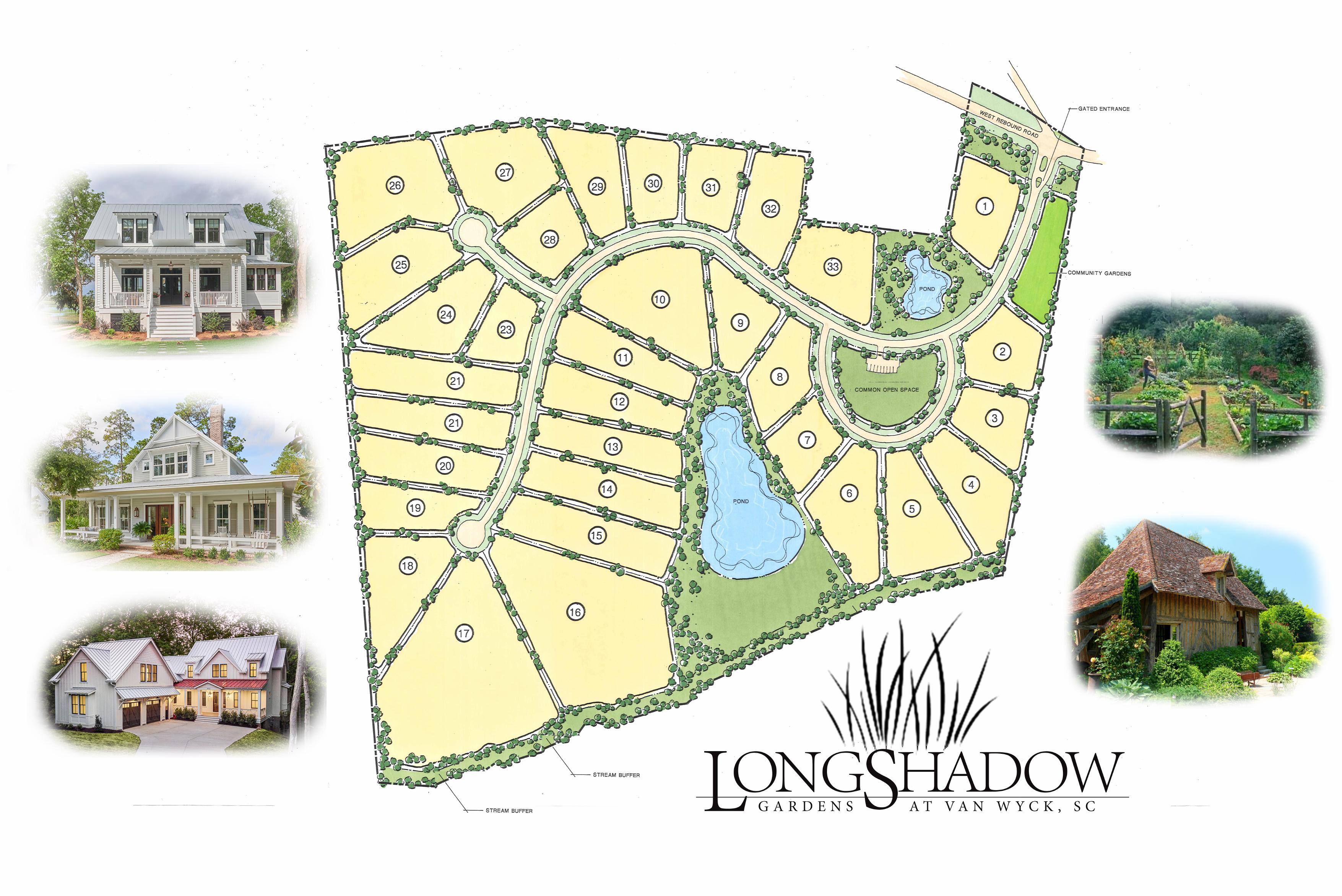 Longshadow Gardens master plan — 33 homesites, gated, Van Wyck SC